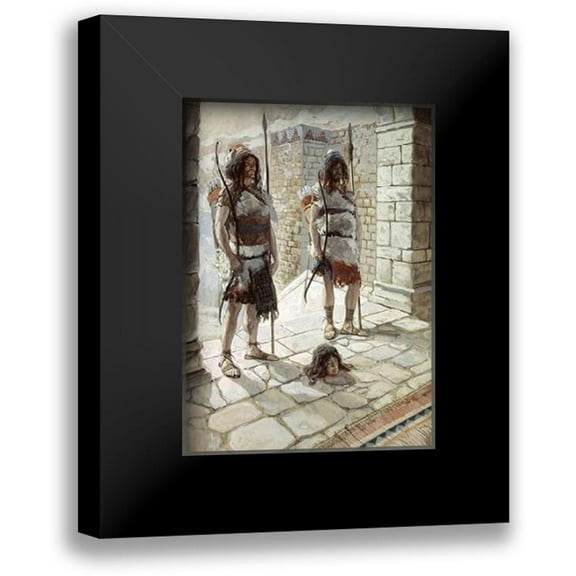 Tissot, James 11x14 Black Modern Framed Museum Art Print Titled - Reehab and Baanah Bring The Head of Ish-Bosheth