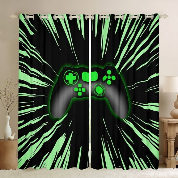 Erosebridal Gradient Gamepads Curtains for Living Room,Video Game 30%-50% Blackout Curtains Set of 2 (38x45),Abstract Geometric Curtains and Drapes (38x45),Gamer Room Decor