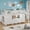 White, variant on iPormis Low Loft Twin Size Bed with Bookcase, 8 Storage Drawers, Metal Bed Frame with 13 Inch High Safety Guardrail & Play Curtain, Spacious Under Bed Activity Space,Rustic Brown