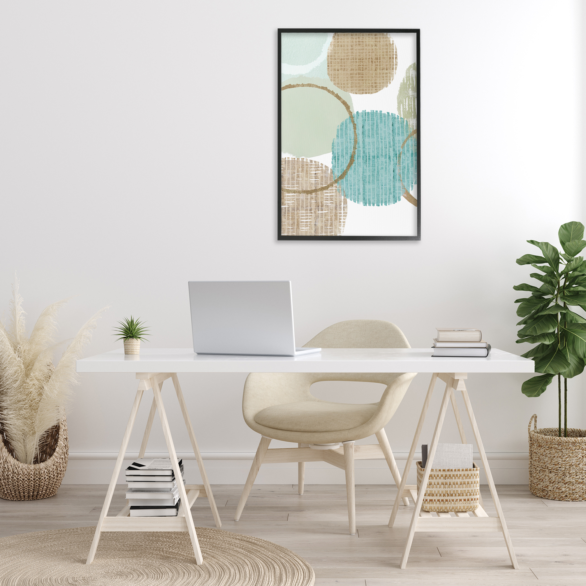 Stupell Industries Good Times Ahead Shapes Abstract Painting Black Framed Art Print Wall Art, 20 x 30