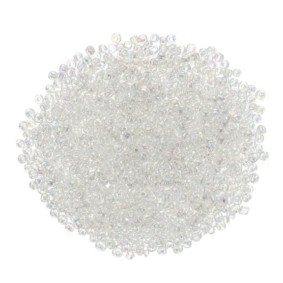 1600Pcs Glass Seed Beads, 2mm 11/0 Loose Mini Beads with Hole, Bulk Craft Spacer for Jewelry Making, Light Gray AB