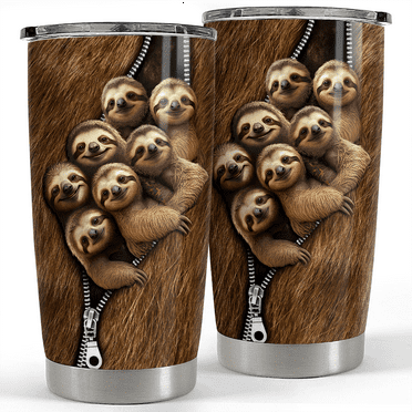 SANDJEST Sloth Tumbler 20oz Stainless Steel Insulated Tumblers Coffee Travel Mug Cup Sloths Gifts for Women Girls Men Gift for Birthday Christmas