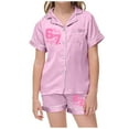 thumbnail image 2 of Kids Girls Pajamas Set Silk Satin Heart Six Seven Meme Creative Graphic Short Sleeve Button Down Shirt Top and Shorts Set Holiday Pajamas Kids Clothes for Girls 10-11 Years, 2 of 4