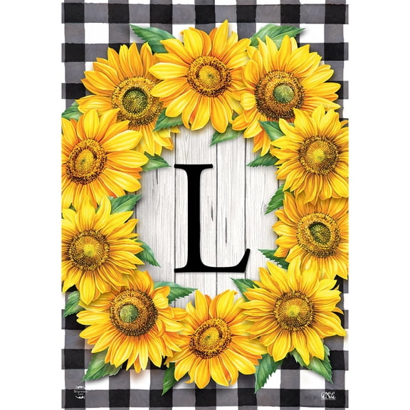 Briarwood Lane Everyday Garden Flag 12x18 For Outdoor Sunflowers Monogram L Garden Flag Flags For Outside