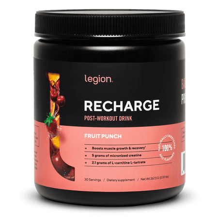 Legion Recharge Post-Workout Recovery Supplement with Creatine Monohydrate, Naturally Sweetened and Flavored