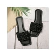 thumbnail image 6 of Women Slide Sandals Summer Open Toe Flat Rhinestone Decorated Comfortable Walking Shoes, 6 of 7