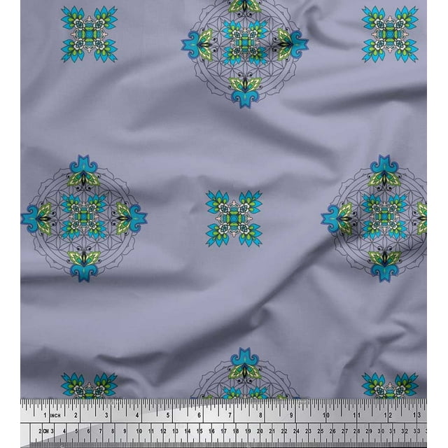 Soimoi Rayon Fabric Damask & Mandala Decorative Decor Fabric Printed Yard 56 Inch Wide