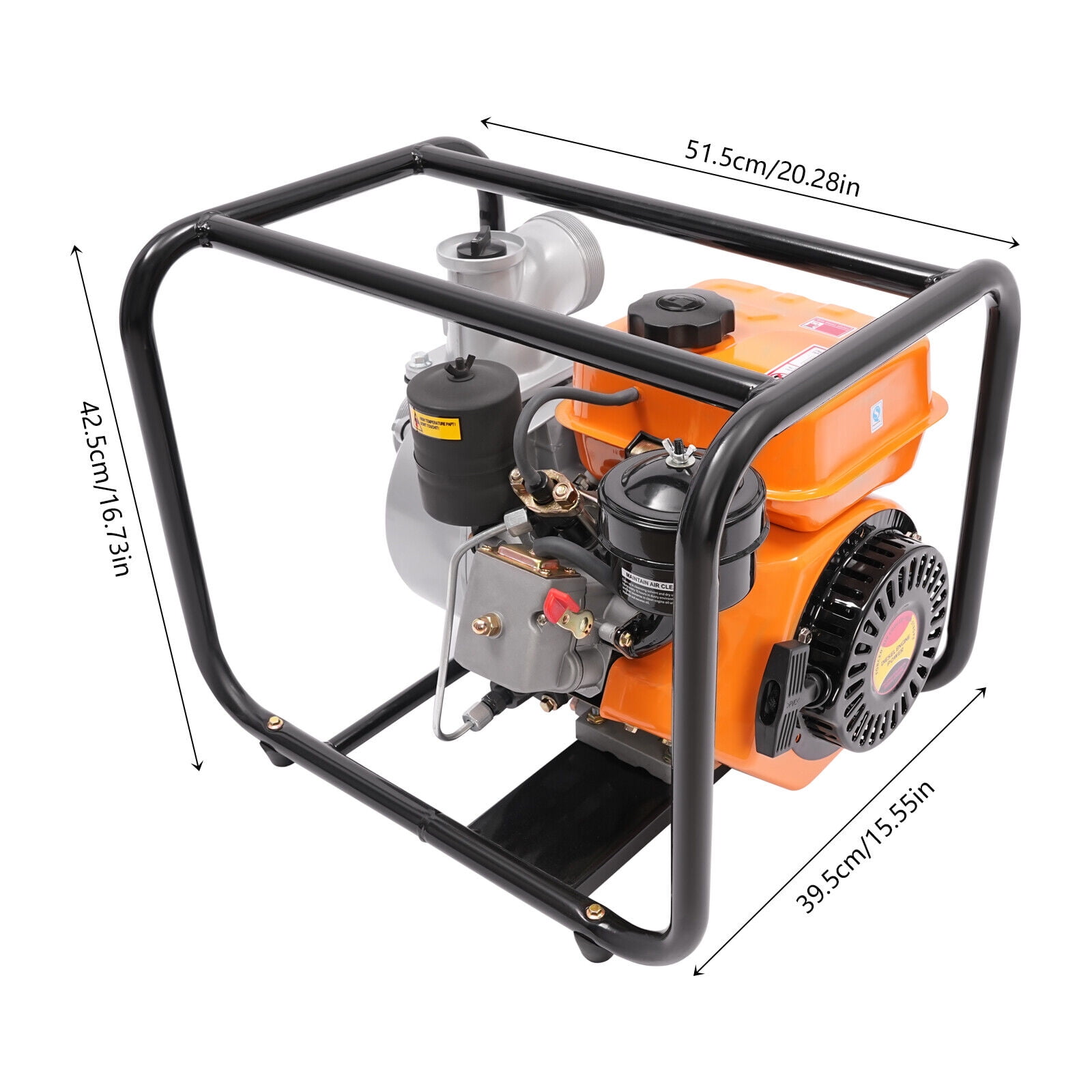 196cc Diesel Water Pump - 2.3kW, 3600rpm, 3" Inlet/Outlet with 24ft Hose for Farm & Garden Irrigation, High Flow Rate, Durable Aluminum Build