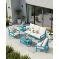 thumbnail image 2 of Harbweb 7-Piece HDPS Outdoor Sofa Patio Furniture Set, Blue Frame with Beige Cussion, 2 of 7