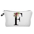 thumbnail image 2 of Menrkoo Flower Letter Makeup Bag Letter Cosmetic Bag Alphabet Initial Makeup Bag Birthday Gifts For Women Mom Friend Bride Bridesmaid Cosmetic Bag F 7.1X5.3In, 2 of 6
