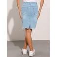 thumbnail image 4 of DARING DIVA Women's Ripped Hem Washed Jeans Denim Skirt L Light Blue, 4 of 5
