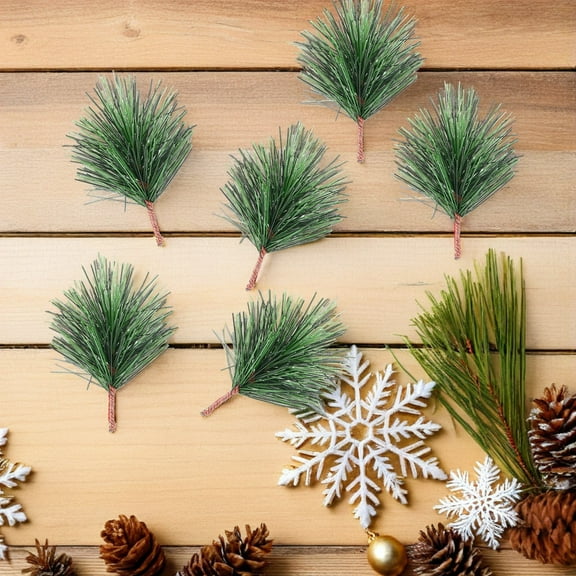 AURARMLET Christmas Garland Fake Pine Branches Green PVC Simulated Pine Branches 24 Pieces Holiday Decoration