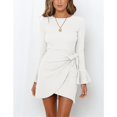 thumbnail image 3 of Vestido De Mujer, Vestido Cuello Redondo Cómodo Dobladillo Irregular Puños De Encaje Volantes Transpirables Para Trabajar Para Ir De Compras ANGGREK Otros, 3 of 8