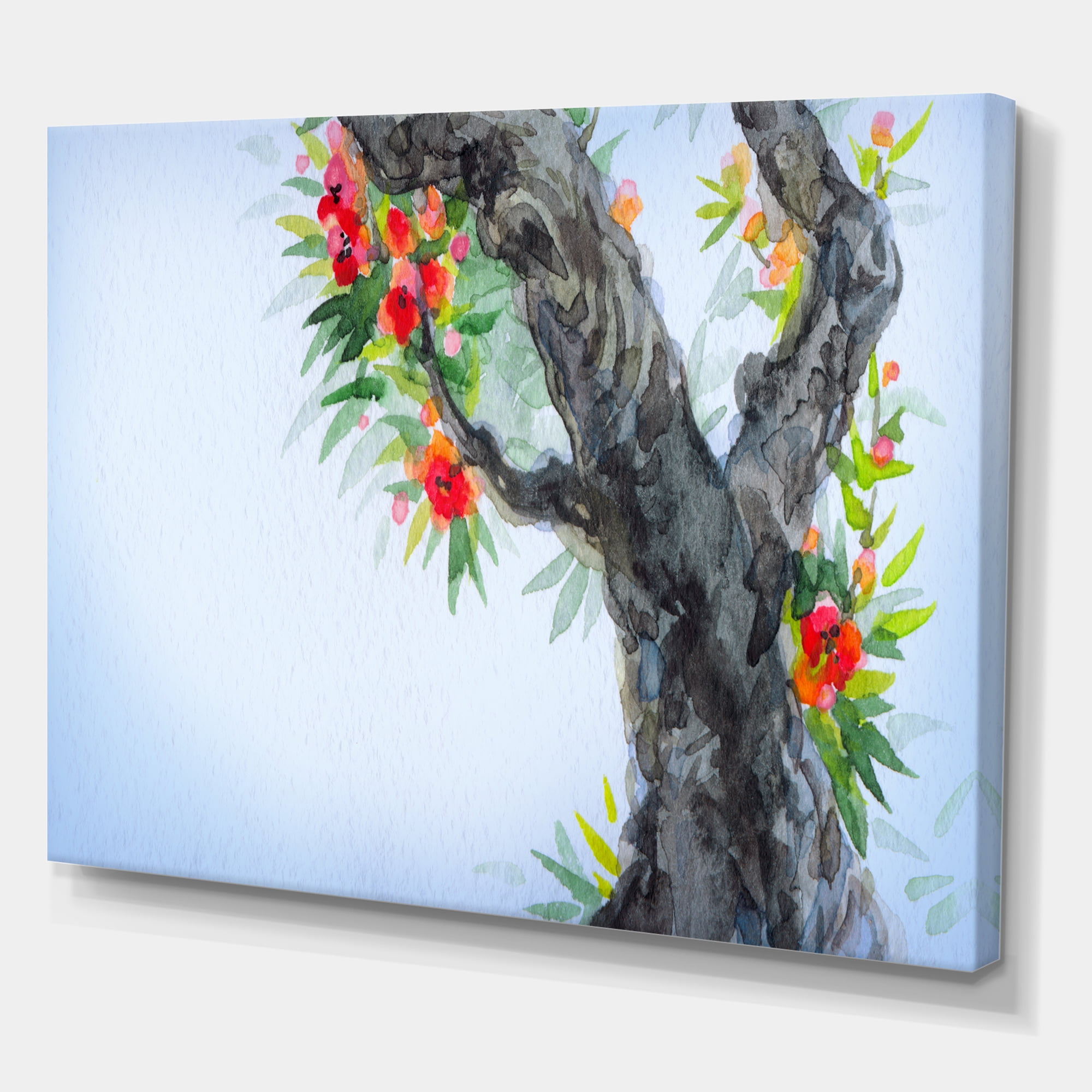 Designart ' Blooming Flowers Of An Old Tree In Spring I ' Traditional Canvas Wall Art Print