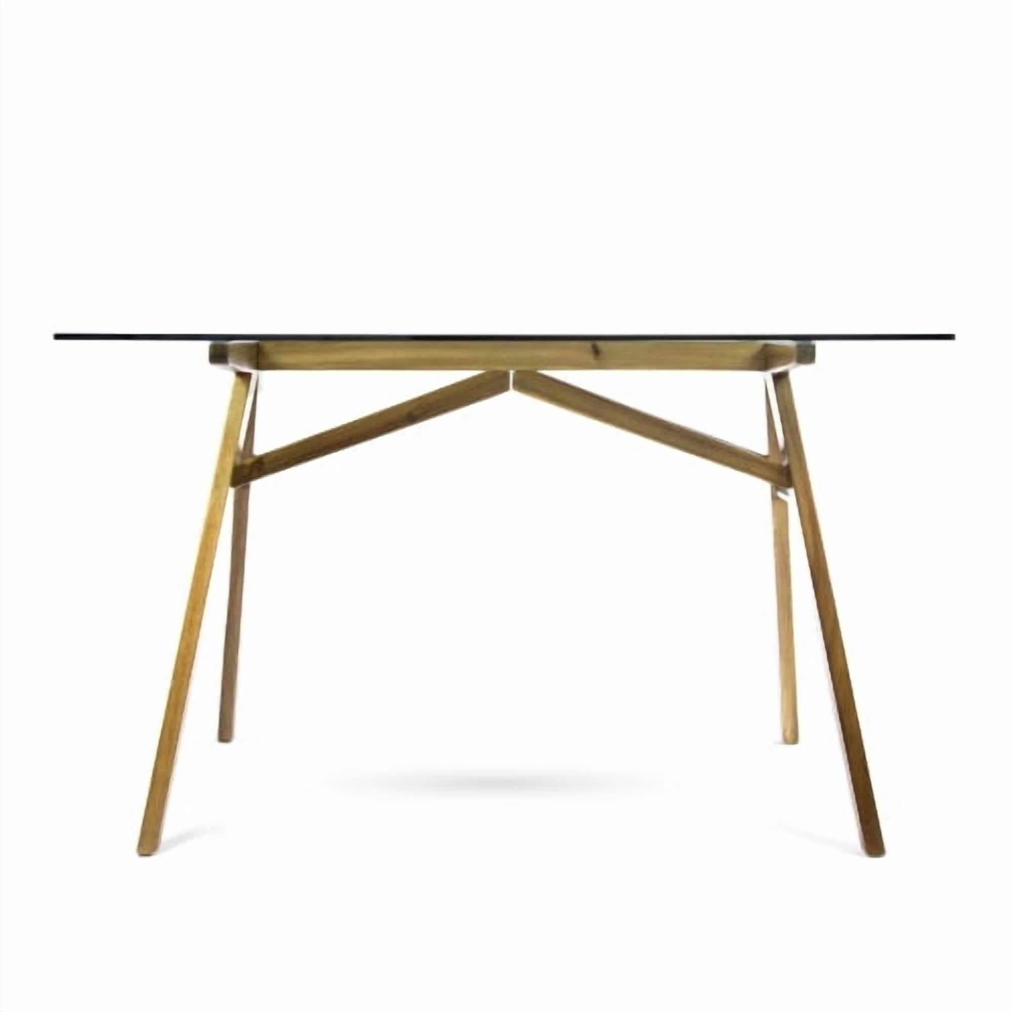 Garitin Computer Desk and Home Office Desk 51.2 Inch, Modern Writing Table with Tempered Glass Top and Wood Base for Office, Natural