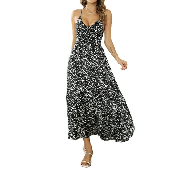 Gureui Women's Slip Dress, Khaki Leopard Printed Pattern Deep V-neck Sleeveless Backless Off Shoulder One-piece Party Beach Dresses