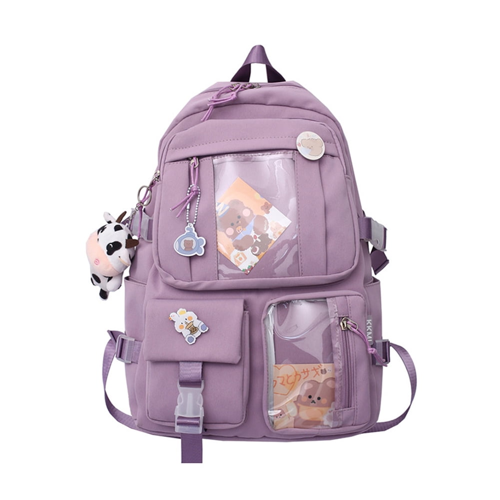 4Pcs Kawaii School Backpack Set,Cute Aesthetic Bear Canvas Bag,Handle  Shoulder Pencil Case Tote Pouch Lunch Crossbody. (Black) : :  Clothing, Shoes & Accessories