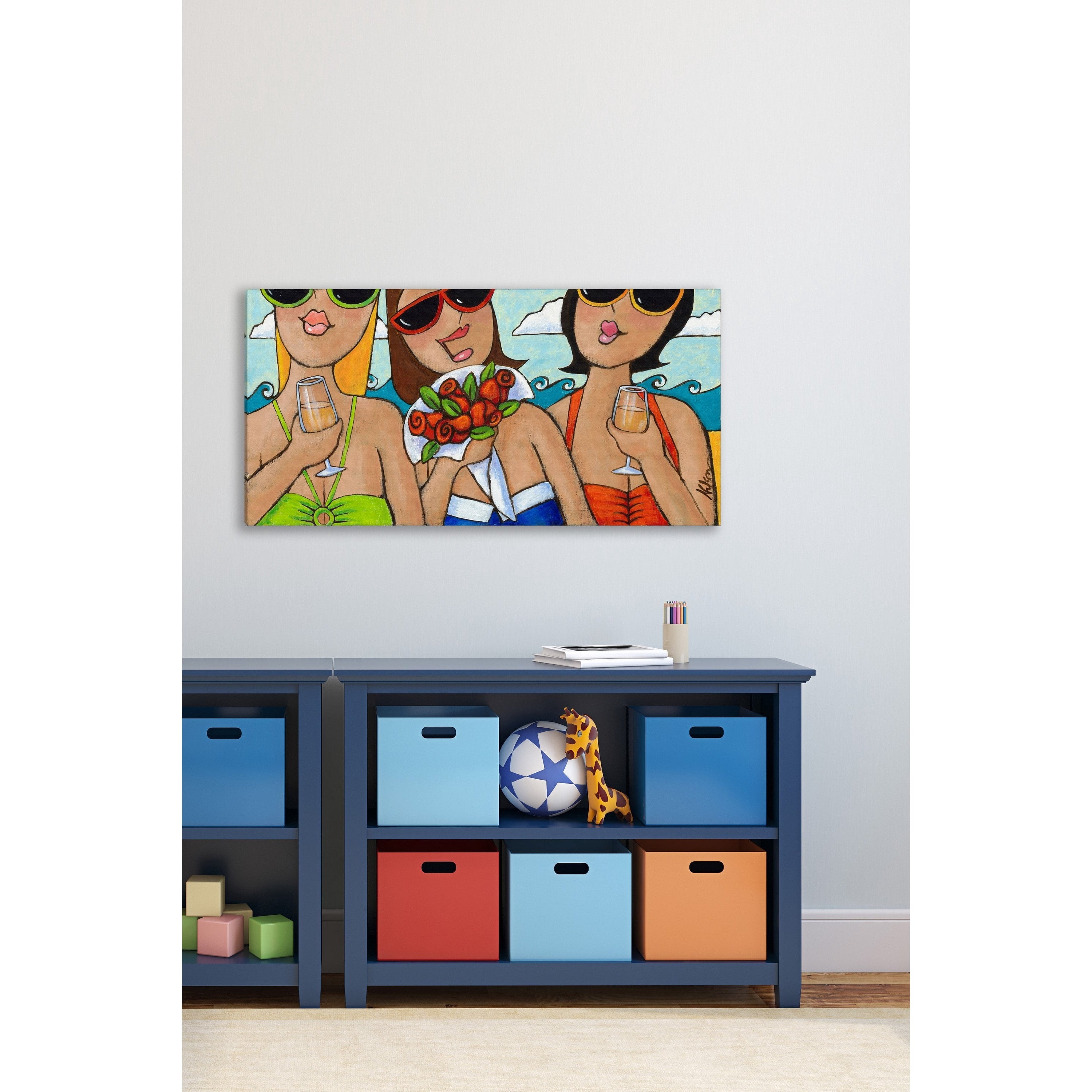Marmont Hill 'Beachy Keen Bouquet' by Janet Nelson Painting Print on Wrapped Canvas