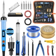 Electronics Soldering Iron Kit, SREMTCH 80W LCD Digital Soldering Gun with Adjustable Temperature Controlled and Fast Heating Ceramic Thermostatic Design, ON-Off Switch 20pcs Solder Kit Welding Tool blue 20 in