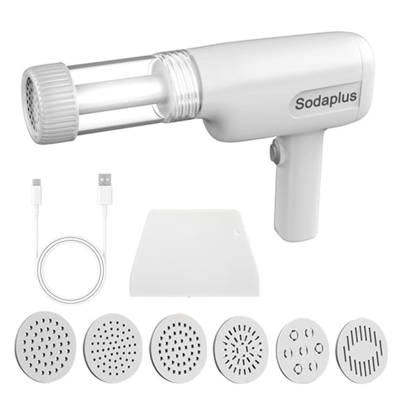 BOKYAN 6‑in‑1 Handheld Electric Noodle Maker – Cordless, Portable Pasta Press with 6 Molds, Dough Cutter, USB Rechargeable, Dishwasher‑Safe Parts