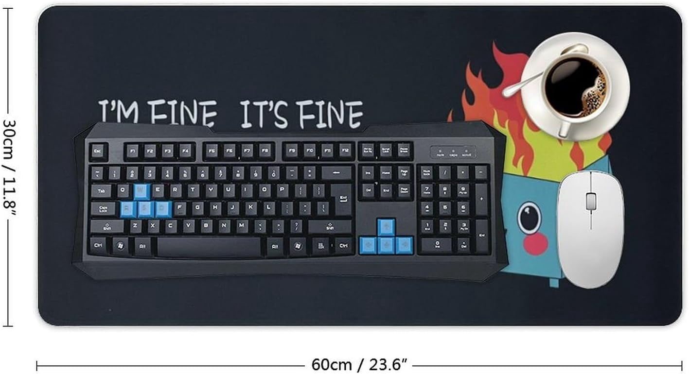 Dumpster on Fire Black Funny Mouse Pad Large Extended Computer Full Desk Pad 23.6x11.8 inch Computer Mouse Mat Keyboard for Home Office Gaming