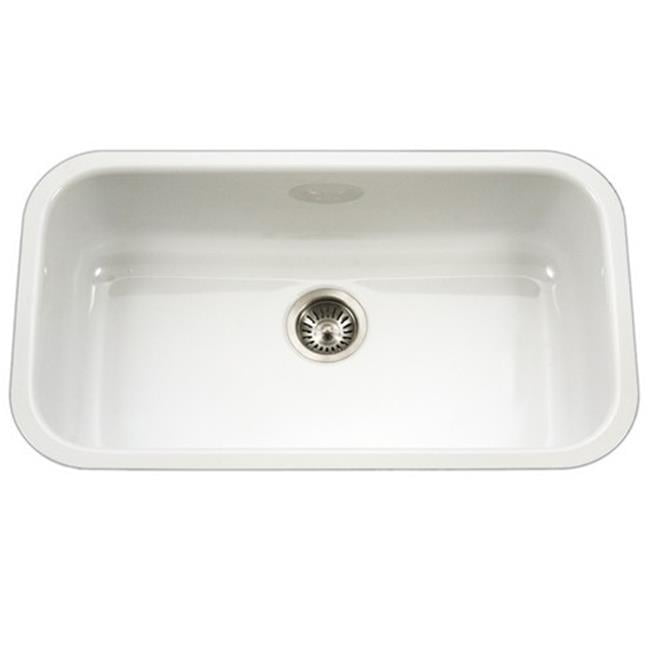 Houzer Pcg 3600 Wh Porcela Series Porcelain Enamel Steel Undermount Large Single Bowl Kitchen Sink White