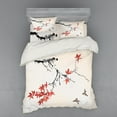 thumbnail image 2 of Ambesonne Japanese Bedding Set 3 Pcs, Romantic Spring Theme, Twin, Black and Coral, 2 of 3
