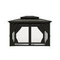 thumbnail image 2 of Twister.CK 10x12ft Hardtop Double Roof Gazebo, Outdoor Galvanized Iron Aluminum Frame with Netting and Curtains, Gray, 2 of 7