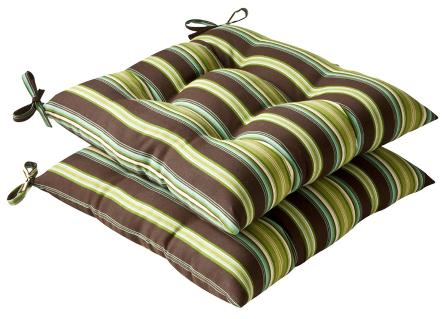 Pack of 2 Outdoor Patio Tufted Chair Seat Cushions - Tropical Green