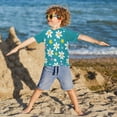 thumbnail image 3 of FORMRS Boys Rash Guard with Short Sleeves UPF 50+ Swim Shirts Sizes 3-12T, Small Daisy, 3 of 6