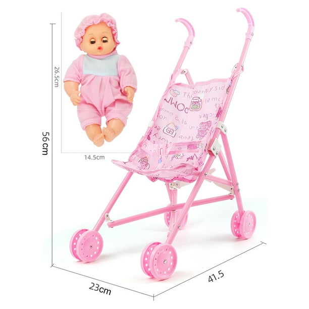 ANIVIA Landau pour Poupées, Poussette pour Poupées avec Ombrelle pour Poupées, y Compris Mini-Poupée de 25 cm - Violet ANIVIA Landau pour Poupées, Poussette pour Poupées avec Ombrelle pour Poupées, y Compris Mini-Poupée de 25 cm - Violet