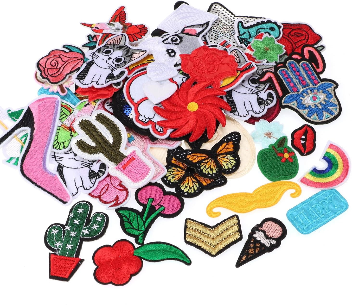 Embroidered Patches 30-Piece Assortment, Sew On And Iron On Applique For Clothing, Jacket, Bag, Jeans And Hat Decor