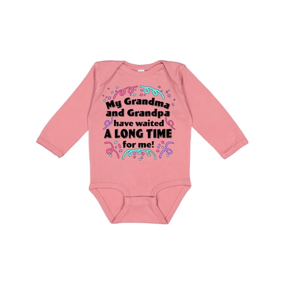 Inktastic My Grandma and Grandpa Have Waited a Long Time for Me Boys or Girls Long Sleeve Baby Bodysuit
