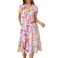 thumbnail image 1 of Vestido ANRABESS de verano casual de manga corta con cuello en V para mujer, 1 of 7