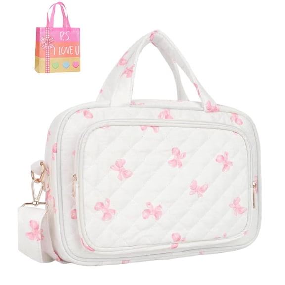 Floral Bible Bag for Women, Quilted Bible Carrying Case with Handle & Strap - Includes Highlighters & Tabs, Church Tote(XX)