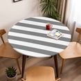 thumbnail image 5 of Grey and White Stripes Elastic Fitted Round Table Cover Striped Simple Style Waterproof Outdoor Tablecloth for Holiday Party, Picnic, Patio & Dining Fits Tables Up to 36"-44", 5 of 8