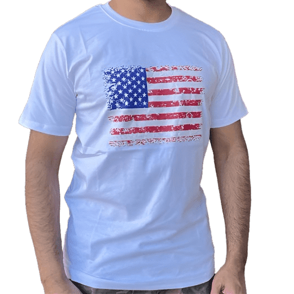 American Flag Shirts for Men USA 4th of July Adult T-Shirt Patriotic Tee Memorial Day Short Sleeve Crew Neck Relaxed Fit White Top