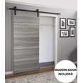 thumbnail image 3 of Sliding Barn Door with Hardware | Planum 0020 Ginger Ash | 6.6FT Rail Hangers Sturdy Set | Modern Solid Panel Interior Doors-42" x 80"-Black Rail, 3 of 6