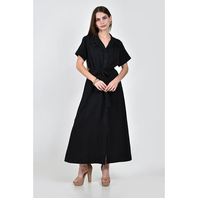 Vestido camisero con cinto Roman Fashion /Juvenil, 12751 (Negro) negro EG