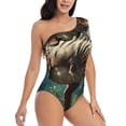 thumbnail image 3 of Honeii Green Forest Dinosaur for women's one-piece swimsuit featuring a chic one-shoulder design experience elegance and style in the water-X-Large, 3 of 6