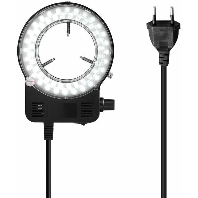 Adjustable LED Ring Light for Microscopes - White Black, 220V EU Plug