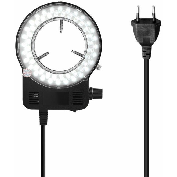 Adjustable LED Ring Light for Microscopes - White Black, 220V EU Plug