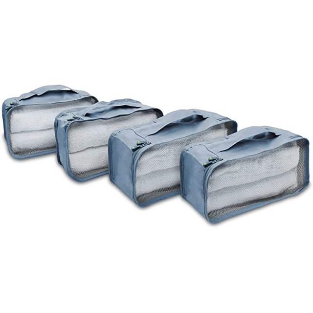 Travel Mesh-Front Packing Cubes High-Capacity 4 Set Luggage Packing Organizers Foldable Suitcase Organizers Lightweight Storage Cubes For Home, Storage, Traveling Periwinkle Blue - 11x4x6.75