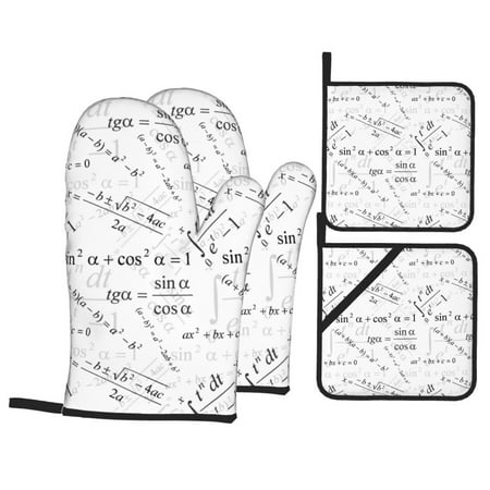 

Oven Mitts and Pot Holders 4 Piece formula Math design High Heat Slip Resistant Oven Mitt and Trivets Set Kitchen Oven Glove Pot Holders for Cooking Baking Grilling