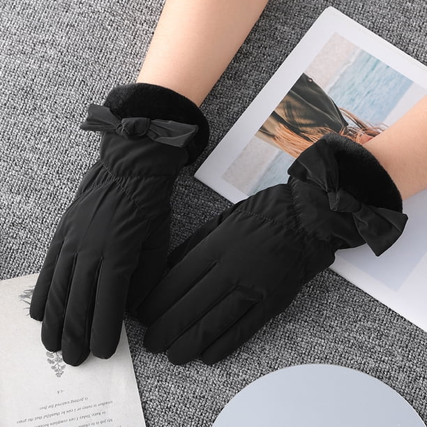Guantes de invierno gruesos y cálidos para mujer, para montar al aire libre, con pantalla táctil, resistentes al viento, impermeables y con forro polar