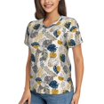 thumbnail image 2 of Vsdgher Hawaiian Style Women Shirts V Neck Short Sleeve Tops T-Shirt Basic Tees, S to 3XLX-Large, 2 of 5