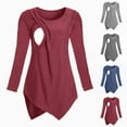 thumbnail image 2 of Breastfeeding Shirts for Women Loose Long Sleeve Nursing Tunic Tops Stretchy Comfy Crew Neck Maternity Blouse, 2 of 4