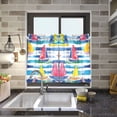 thumbnail image 4 of Yayeee Kitchen Curtains Tier Pair Light Filtering 27"x24" Rod Pocket Short Cafe Window Panel, Yellow Hand Drawn Sailboats, 4 of 7