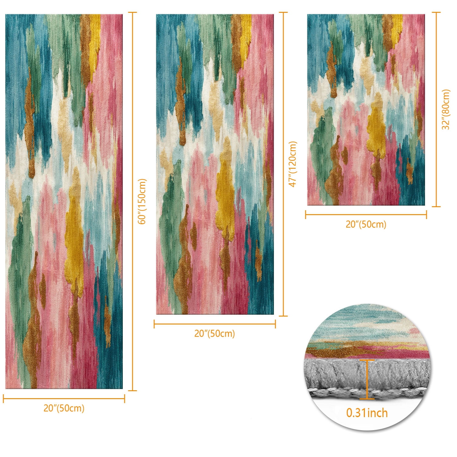 Three-Piece Kitchen Rug Set, Abstract Pattern Kitchen Hallway Rug, Soft And Comfortable, Suitable for Sinks, Floors, Entrances, Hallways, Bathrooms