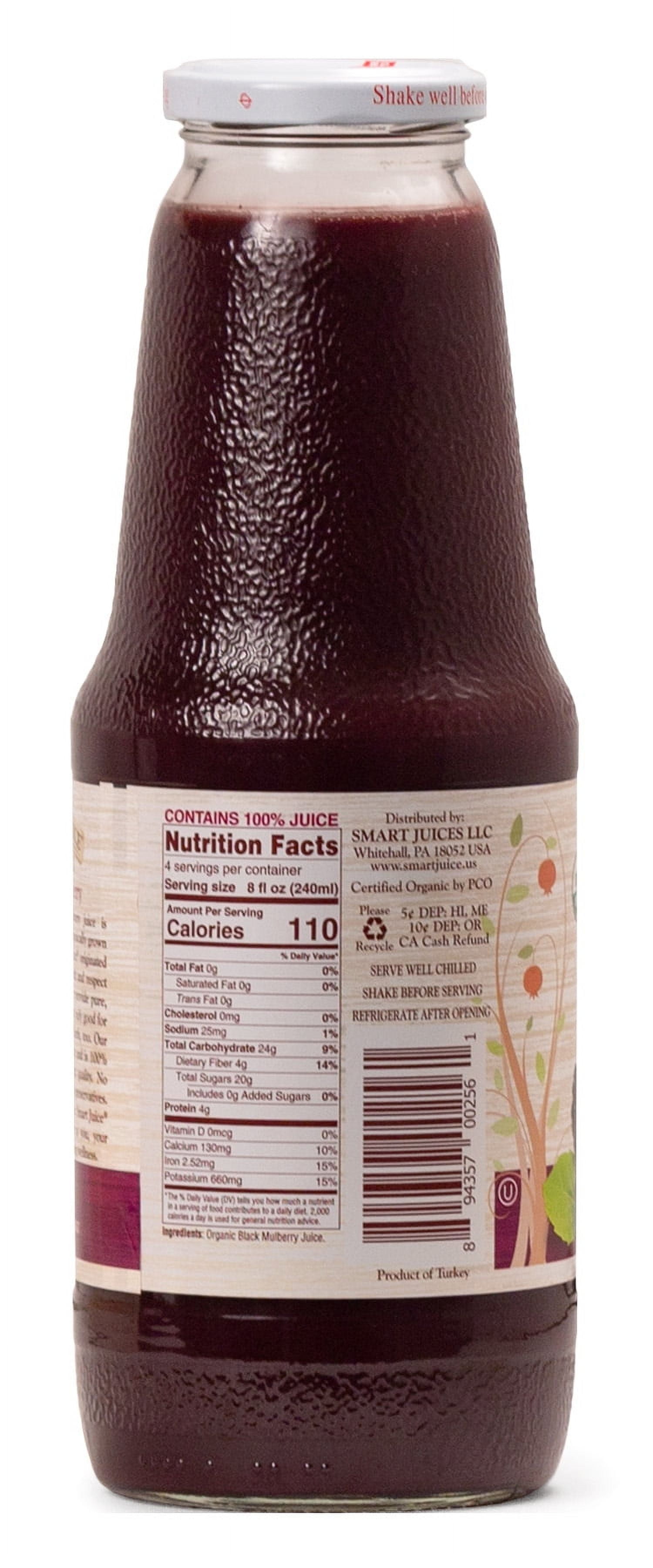 Smart Juice Organic Black Mulberry Juice - 100% Juice Not From Concentrate - 33.8 fl oz (1L) - (case of 6)